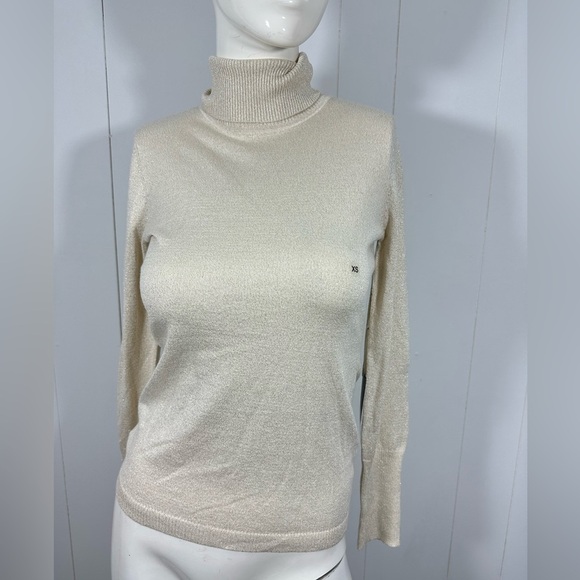 Worthington Sweaters - NWT Worthington Sz XS Gold Metallic Turtle Neck Long Sleeve Sweater Shimmer